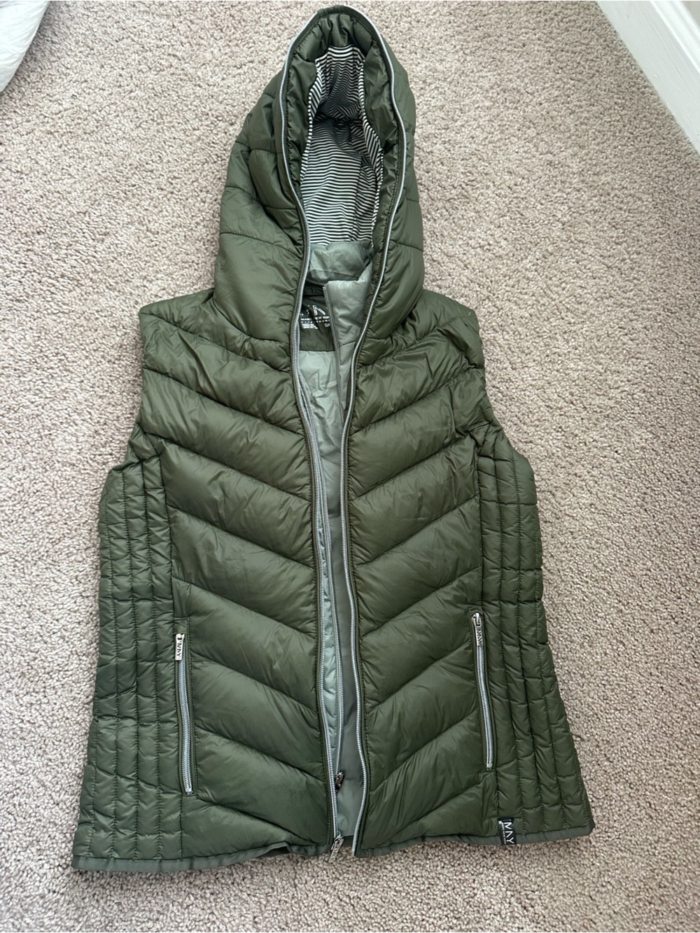 Marc New York Olive Hooded Quilted Puffer Vest